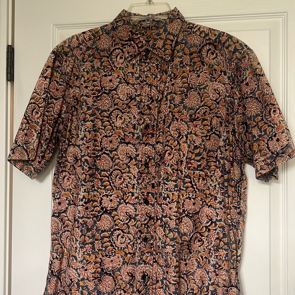 Orvis Hawaiian/Floral Print Button Down Short Sleeve Shirt